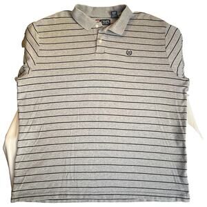 Chaps Men Polo Shirt Size XL Gray Striped Logo Button Short Sleeve